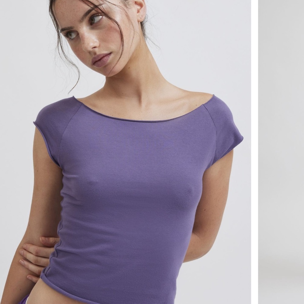 UO Urban outfitters out from under dark purple cotton compression boatneck tee